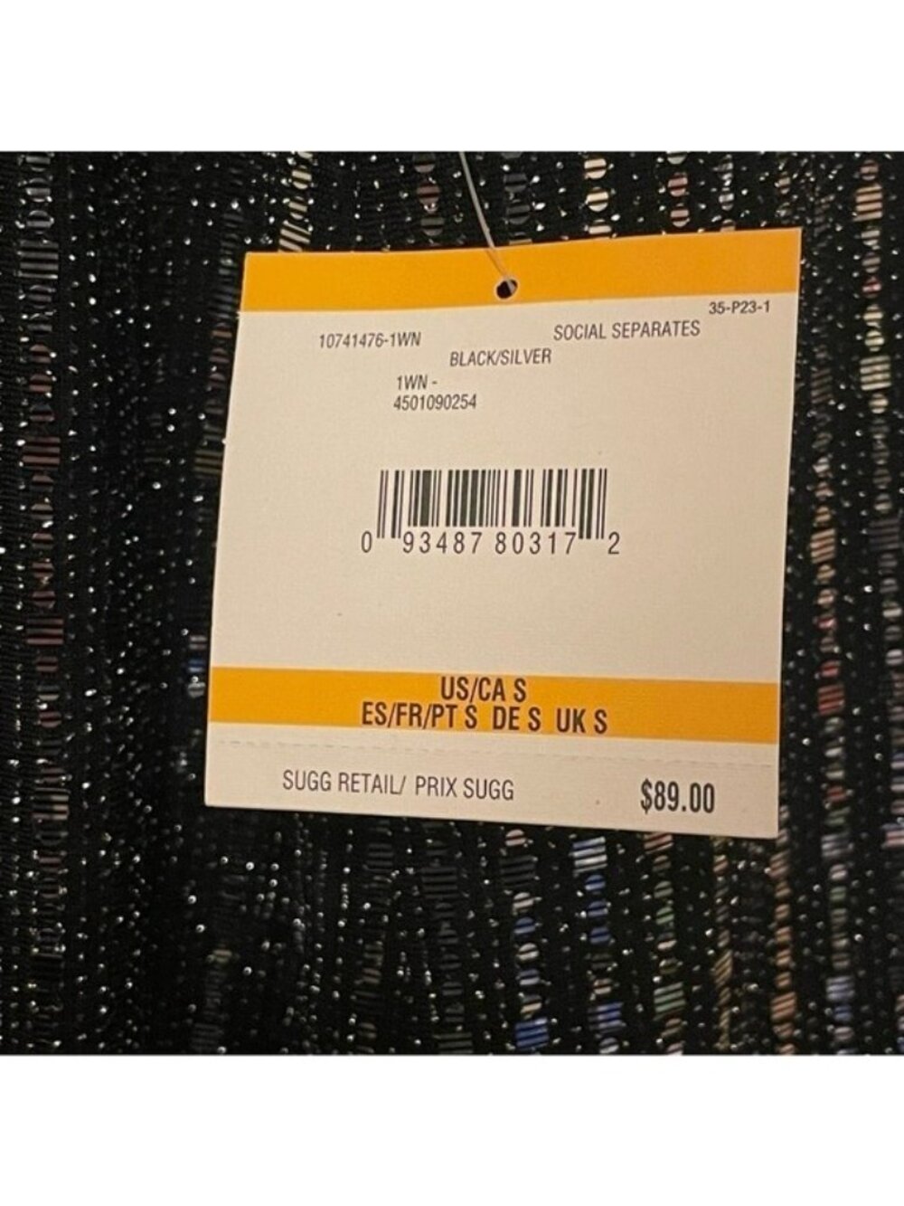 Anne Klein Sequin Jacket Size S Black Silver Sparkle Long Sleeve Open Front NWT - Picture 10 of 12